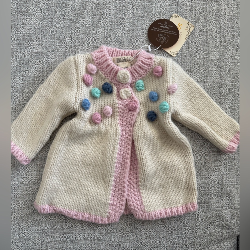 Huggalugs Baby Girl Popcorn Sweater 0-6 Months